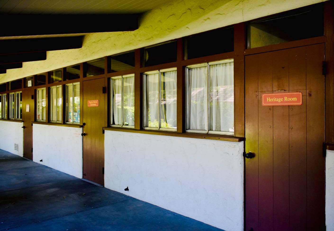 Exterior view of door labeled Heritage Room at Good Samaritan Church, San Jose CA